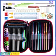 【เรือจากประเทศไทย】🚚100Pcs ชุดเข็มถักโครเชต์ ถักนิตติ้ง crochet hook ไหมพรมถัก