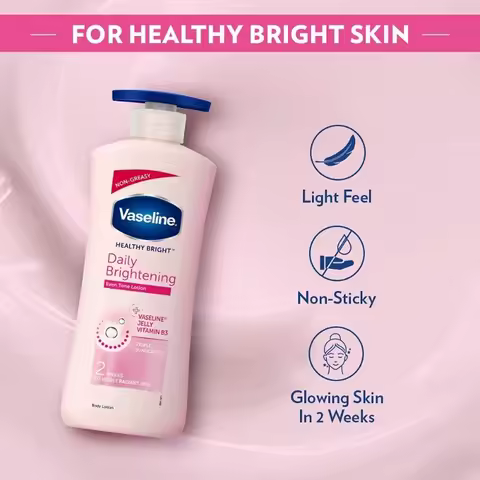 Vaseline Healthy Bright Daily Brightening Daily Moisturizer for Glowing Skin Vitamin B3 Body Lotion 
