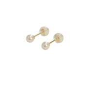 單顆珍珠耳環 3.5-4mm 嬰兒珍珠 阿古屋珍珠 鉑金 K18YG K10