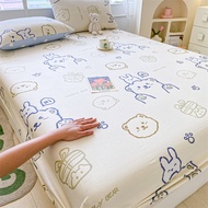 【100%cotton】Lovely Cartoon Fitted Bedsheet Single / Super Single/Queen / King/super King Size Bedsheet Dormitory Bed Cadar Pillowcase Mattress Protector