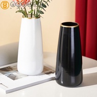 ADAMES Desktop Vase Ornaments, Clear Glass Flower Vase, Ins Style Home Decor Table Centerpieces Gold Edge Vase Container Pot Office