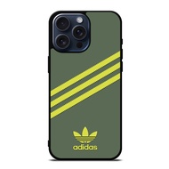 New ADIDAS ORIGINALS STRIPES GREEN YELLOW Fashion New Style Exquisite Mobile Phone Case Protective Cover for IPhone 15 Pro Max