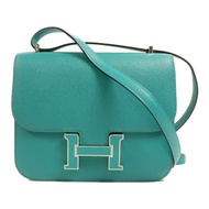 HERMES Epsom皮革Constance Mini肩背袋Bleu Paon