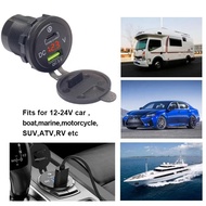 QC 3.0 Quick Charger 12V/24V Car Power Outlet Waterproof Socket 64W Dual USB Charger Socket PD Type 