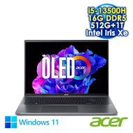 【硬碟升級特仕版】ACER Swift Go 16 SFG16-71-55WZ 灰 16吋Evo筆電 (3.2K OLED 120Hz/Intel i5-13500H/16G DDR5/512G+1T PCIE SSD/WIN 11)