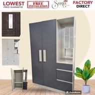 *[SIAP PASANG]Suria--3 Door Wardrobe 4'x6' Wenge/Beige / Almari Baju