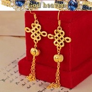 916 Gold Hot Sale Gold Chinese knot earring earrings female Korean version of gold long ladies earring high quality