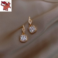 gold earrings 18k pawnable legit zircon earrings women's niche fashion simple temperament jewelry