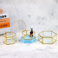 Jewelry Box Hexagonal Jewelry Ornament Storage Box Glass Storage Box