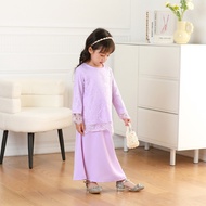 LILAC PURPLE Kids Girl Lace Kurung  ( Baju Kurung Raya 2024 Budak Kanak-Kanak Perempuan UNGU ) #6025