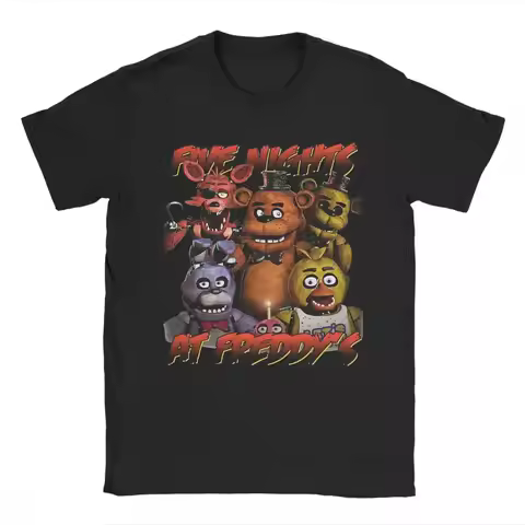 Hot Games Tops Five Nights At Freddy's Freddy Fazbear's Pizza T-Shirt Vintage Fashionable Short-slee