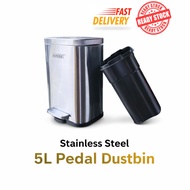 Square Pedal Dustbin / 5liter Stainless Steel Pedal Dustbin / Office Dustbin / Home Dustbin /Trash B