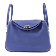 HERMES Swift皮革Lindy 26銀扣手挽肩背兩用袋Bleu Brighton