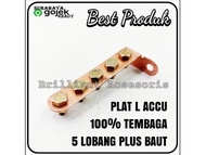 Plat L Tembaga Asli - Plat Untuk Kabel Grounding - 5 Lobang