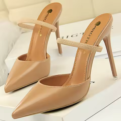 BIGTREE Shoes Sandals Women 2026 Summer High Heels Slippers Pu Heeled Sandals Stiletto Ladies Shoes 