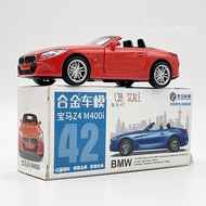 1:38 Diecast Metal Car Model BMW Z4 M400i Miniature Replica Pull Back Toy