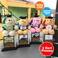 Piala Boneka Wisuda Murah Teddy Bear Kecil Mini Kado Hadiah graduation TK toga Nama Ultah Ulangtahun