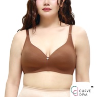 Wacoal Curve Diva บราไร้โครงเก็บกระชับ สาวคัพใหญ่ รุ่น WB7549/WQ1540 สีน้ำตาล (BR)