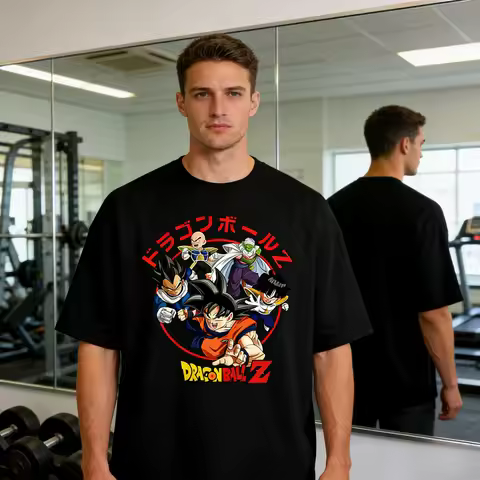 2026 Summer Goku & Team Dragon Ball Vintage Anime T-shirt Men's Pure Cotton Casual Loose Sports Dail