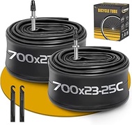 2 Pack 700 x 23-25C Road Bike Tubes FV48mm Presta Valve, Bicycle Tube Compatible with 700 x 23C/24C/