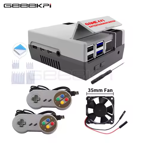 GeeekPi Game 3Pi/4Pi NES 3Pi/4Pi Style Case Kit ABS 3510 Functional Cooling Fan Heatsinks for Raspbe