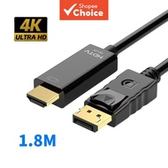 1.8DisplayPortHDMI 4K@30Hz Kabel Penukar 1.8M DisplayPort ke HDMI 4K@30Hz Lelaki ke Lelaki untuk PC 