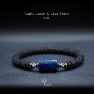 กำไลหิน " ลาพิสลาซูลิ : Lapis Lazuli " และ " ลาวาสโตน : Lava Stone " แท้ 100% ขนาด 6mm , 10mm .. หินนำโชค หินมงคล หินเสริมดวง สร้อยข้อมือหิน