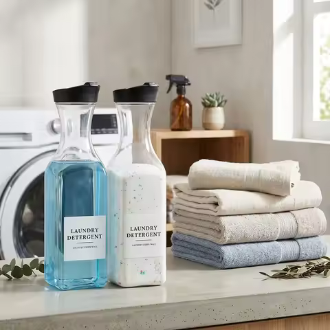 2pcs Laundry Detergent Dispenser Bottle with Label Liquid Laundry Dispenser Detergent Dispenser for 