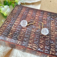 白水晶玫瑰花耳環