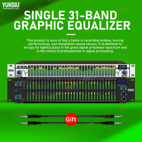 YUHSIU Professional 31 Band Digital Equalizer Dual Channel EQ With Spectrum Display For KTV Live Sou