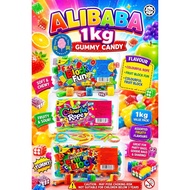 [ 1kg TUPPERWARE ] Alibaba Colourful Rope / Colourful Fruit / Fruit Block Gummy Candy HALAL