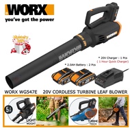 WORX WG547E.2 20V 2 BATTERY CORDLESS TURBINE LEAF BLOWER TWO SPEED POWER SHARE (Gardening Power Tool