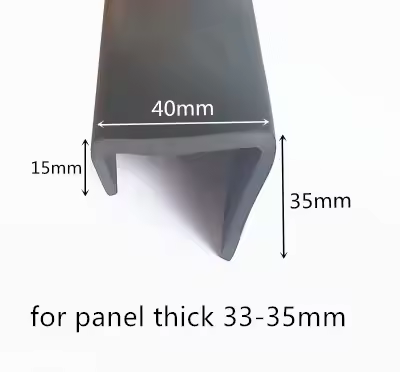 Rubber Sealing L Strip 15x40x35mm for 33-35mm thick Glass Metal Wood Panel Board Edge Encloser Shiel