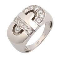 【二手】寶格麗BVLGARI Parentesi 戒指，鑲鑽 K18WG（白K金）Parentesi 戒指，女士二手 A