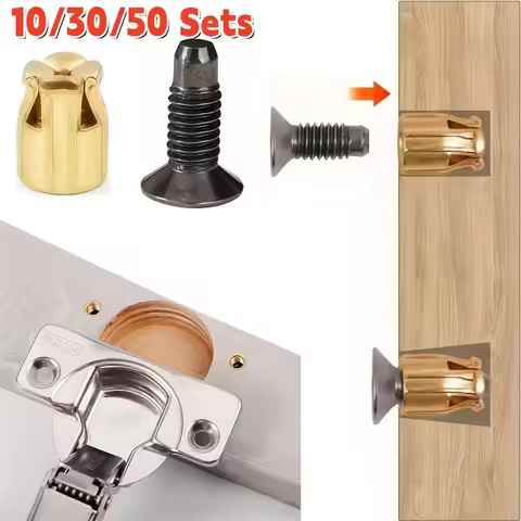 30/50 Sets Hinge Repair Inserts Kit,Reusable Fastener Inserts for Cabinet&Furniture Door Fix,Solid W