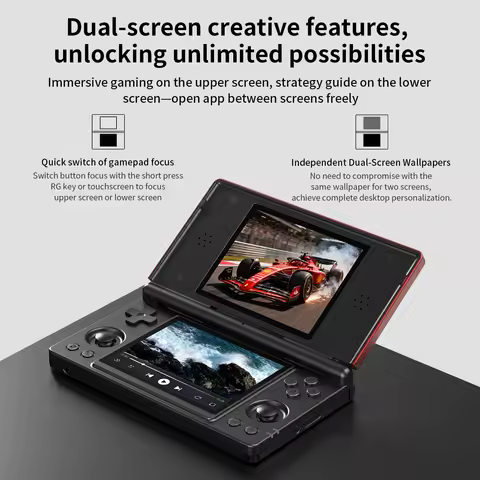 New Anbernic RG DS Handheld Game Console RGDS 4" IPS Dual Screen Android 4000mAh Flip Video Games Pl