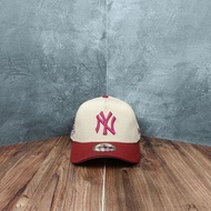 NY Twotone Baseball Cap Cream Maroon