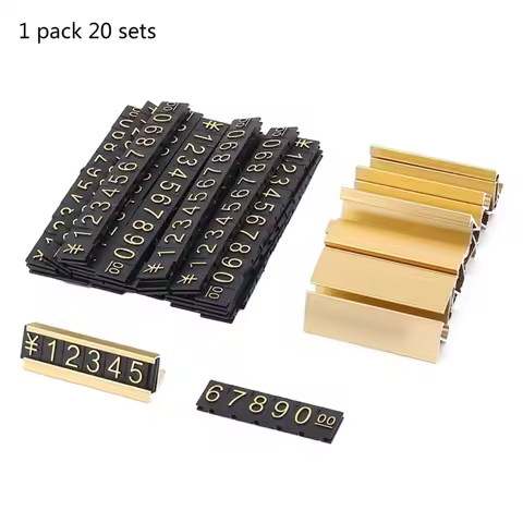 Gold Number Price Tag Signs 20Sets Arabic Numerals Together Price Cube for Shopping Mall Mobile Phon