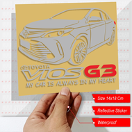 Stiker Cutting Variasi kaca mobil Vios Gen 3