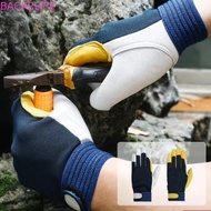 BACK2LIFE 1 pair Leather Work Gloves, Tough Grip Thickened Labor Insurance Gloves, Multi-Purpose Wea