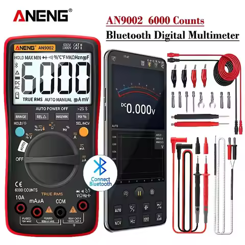 ANENG AN9002 Bluetooth Digital Multimeter 6000 Counts Professional MultimetroTrue RMS AC/DC Current