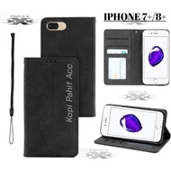 Casing iPhone 7 Plus 8 Plus Flip Cover Wallet Sarung Hp Case Dompet Sarung Kulit