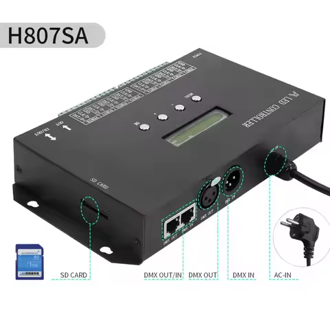 DMX512 Programable SPI Led Controller H807SA 8192Pixels for DMX512 WS2811 WS2812B WS2815 APA102 Led 