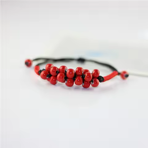 Multilayer Red Beans Handmade Braided Ceramic Beads Good Lucky Bracelet Woven Bestie Sisters Bracele