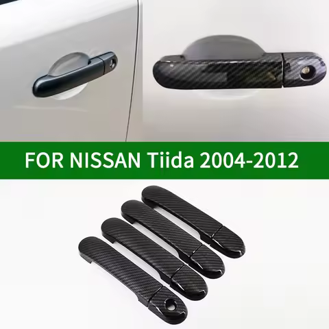 Carbon Fiber Patterns Side Door Handle Cover Trim For Nissan Tiida Versa Latio First generation C11 