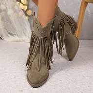 New store openingWomens Suede Chelsea Boots Autumn 2025 Pointed Head Tassel Decoration High heels Re