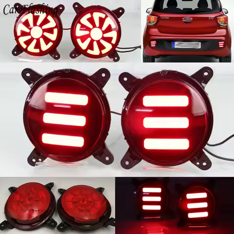 Car Flashing 1 Set Multi-function LED Reflector Lamp Rear Fog Lamp Rear Bumper Light Brake Light For