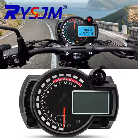 Universal RX2N LCD Digital Odometer Speedometer Instrument 299KM/H 7Colors Speed Gauge Meter Motorcy