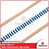 PART & TOOL Resistor 220 Ohm 1/2W 1% Metal Film Resistor 220R 0.5 Watt 0.5W CO27