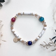 自信療癒 薔薇輝石 磷灰石 青金石 天然水晶手鏈